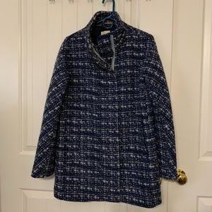 J. CREW Wool Coat / Size 10 / Blue and White